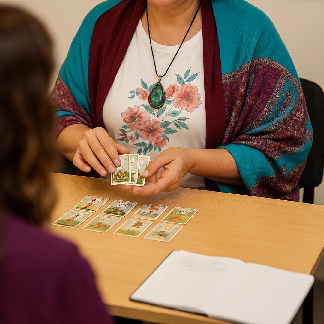 Atendimentos terapêuticos personalizados com abordagem integrativa: Baralho Lenormand, Oráculo, Jogo do Amor, Constelação Sistêmica, Florais de Bach, ThetaHealing e Cafeomancia. Cada sessão é conduzida com escuta sensível, profundo respeito e conexão espiritual, oferecendo clareza, equilíbrio emocional e expansão da consciência. Ideal para quem busca respostas, alívio de bloqueios, fortalecimento pessoal e reconexão com seu propósito. Atendimentos online e presenciais com sigilo, acolhimento e cuidado verdadeiro.